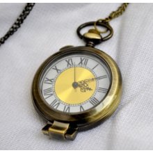 Large magnifier Pocket Watch Necklace Vintage Jewelry sweater chain hb102
