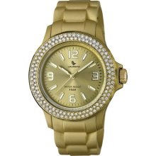 Laurens Women's GW70J905Y Swarovski Crystal Bezel Gold Dial Rubbe ...