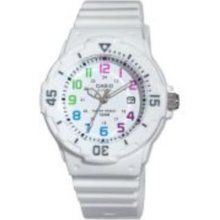 Lds Analog Dive Watch White strap White dial Date,, rotating bezel