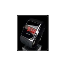 led luxury date digital watch mens sports red led watch