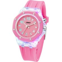 Limit Strobe By Limit Unisex Quartz Watch With Pink Dial Analogue Display And Pink Silicone Strap 6897.58
