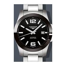 Longines Conquest Automatic Steel 41mm Watch - Black Dial, Stainless Steel Bracelet L36574566 Sale Authentic Ceramic
