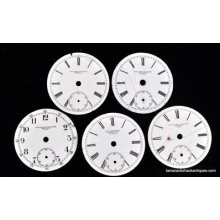 Lot Of 5 Antique Ny Standard Company Usa Porcelain Pocket Watch Dials 18s