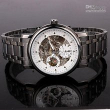 Lots Buy White Face Decor-dial Round Men Mechanical Watch Automatic