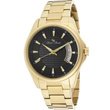 Lucien Piccard Watch 98660-yg-77 Men's Excalibur Black Dial Gold Tone Ion