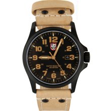 Luminox Atacama Field Chronograph 45mm 1920 Series Watch Black/Tan/Black PVD Steel-Golden Tan Distressed Leather Strap, One Size