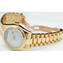 Luxury 36mm Yellow Gold President White Roman Dial Day-date Presiden
