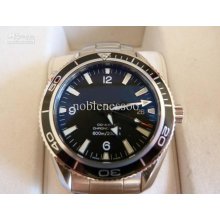 Luxury Automatic Mens Watch Black Dial Stainless Steel Planet Ocean