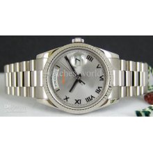 Luxury Lls Automatic Men Watch 18kt White Gold Day-date President Rh