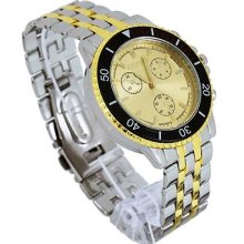Luxury Men Golden Tone Dial Steel Quartz Watch Ng03g