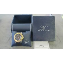Magico Watch 325-yg-01 Men's Invader Black Textured Dial Gold Tone Ip Case