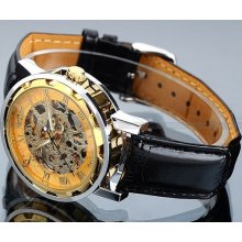 Man Watch Steampunk Mechanical Watch Gold
