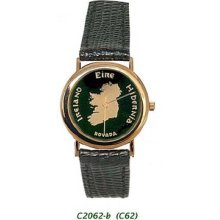 Map Of Ireland - Hibernia - Eire Gold Plated Ladies Watch - Quartz Movement