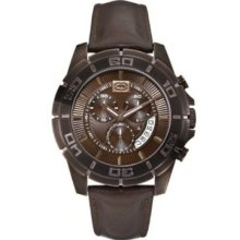 Marc Ecko Men's Brown Leather Strap Chronograph Watch