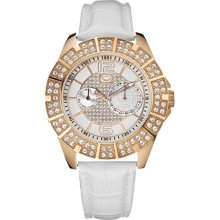 Marc Ecko Men's E16577g1 Rose-gold Crystal Accented Bezel White Leather Watch
