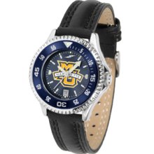 Marquette Golden Eagles Competitor Ladies AnoChrome Watch with Leather Band and Colored Bezel