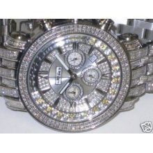 Men 4ct Jojo Joe Rodeo Classic Tyler Moving Canary Diamond Watch & Diamond Band