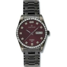 Menandamp;apos;s Black Automatic Burgundy Dial - Watch