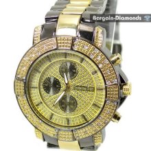 Mens Big Gunmetal Black Gold Hip Hop Cz Ice Out Bling Dial Watch Bracelet Man