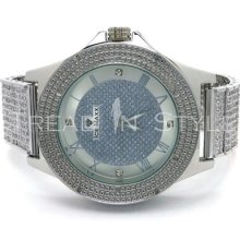 Mens Genuine .12ct Diamond White Gold Fin Crystal Watch Jojo Joe Rodeo Jojino 3