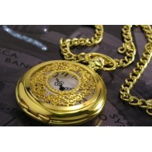 Men's Golden Skeleton Pocket Watch