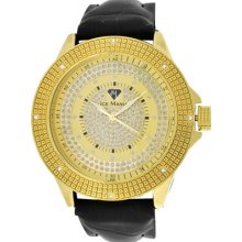 Mens Ice Mania Im3035 Joe Rodeo Jojino Yellow Tone Illusion Dial 8 Diamond Watch