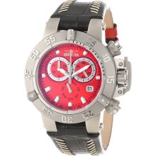 Mens Invicta 11620 Subaqua Swiss Chronograph Day Date Red Dial Leather Watch