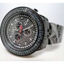 Mens Joe Rodeo/jojo Black And Blue Platinum Jrpt 167 Diamond Watch 6.5 Ct