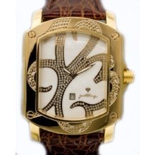 Men's Justbling Yellow Gold Square 16 diamonds watch
