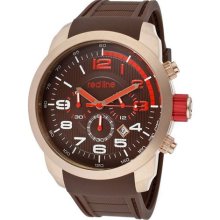 Men's Overdrive Chrono Brown Dial Rose Gold Tone Case Brown Rubbe ...