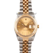 Men's Pre Owned Rolex Date Stainless and Gold 15053