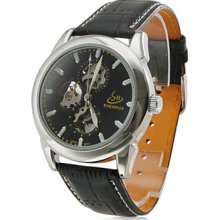 Men's PU Analog Automatic Wrist Watch (Black)