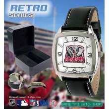 Mens Retro Game Time Logo Watch Square Dial Adjustable Leather Band Most NCAA