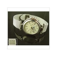 Mens stainless steel mesh faux chronograph watch