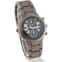 Men's Stylish Water Resistant Analog Watch with Tungsten Steel Strap (Black)