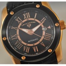 Mens Swiss Legend 10005a Traveler Automatic Black Leather Swiss Watch