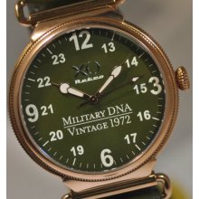 Mens Xo Retro F4 Phantom 1972 Vietnam Military Dna Leather Green Dial Watch