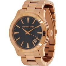 Michael Kors Mk7065 Womens Runway Blue Dial Rose Gold S.steel Watch