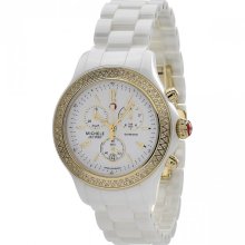 Michele Jetway Diamond Bezel Ceramic Chronograph Ladies Watch MWW17B000007