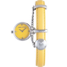Mila Schon Children's Yellow Dial Crystal Leather Quartz Watch