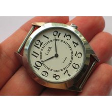 Minty Modern Luch Windup Watch Classic White Dial 15 Jewels Chromed Case Vgc++