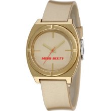 Miss Sixty Ladies Watch Stu007 In Collection Vintage, 3 H And S, Champagne Dial And Gold Strap
