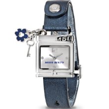 Miss Sixty Ladies Watch Srb001 In Collection Lucchetto, 2 H And S, Silver Dial And Blue Strap