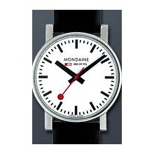 Mondaine EVO Official Swiss Railways Gent 35mm Watch - White Dial, Black Leather Strap A658.30300.11SBB Sale Authentic