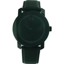 Movado Bold Black Leather Unisex Watch 3600005
