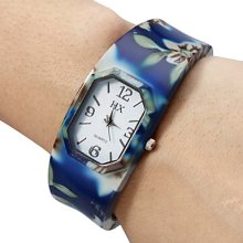Multi-Colored Women's Alloy Analog Quartz Bracelet Watch with Flower