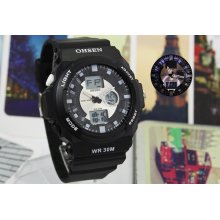 Multi-fun White Black Mens Sports Diving Wrist Watch Gift Rubber