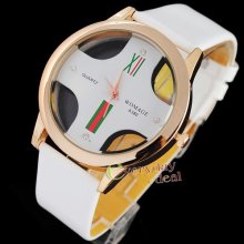 Multi Sku Round Crystal Quartz Jelly Lady Mens Nice Leisure Wrist Watch Hollow