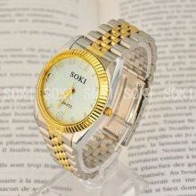 Multi Time White Dial Analog Quartz Mens Wrist Stainless Band Gift Watch M56