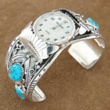 Navajo Sterling Silver Sky Blue Turquoise Mens Womens Watch Bracelet S7